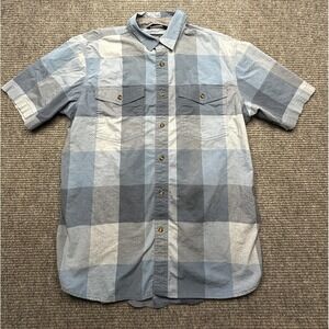Carhartt Rugged Flex Shirt Mens Large Blue Plaid Short Sleeve Button Front Work